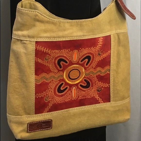 Canvas and genuine leather shoulder crossbody bag - Picture 2 of 15